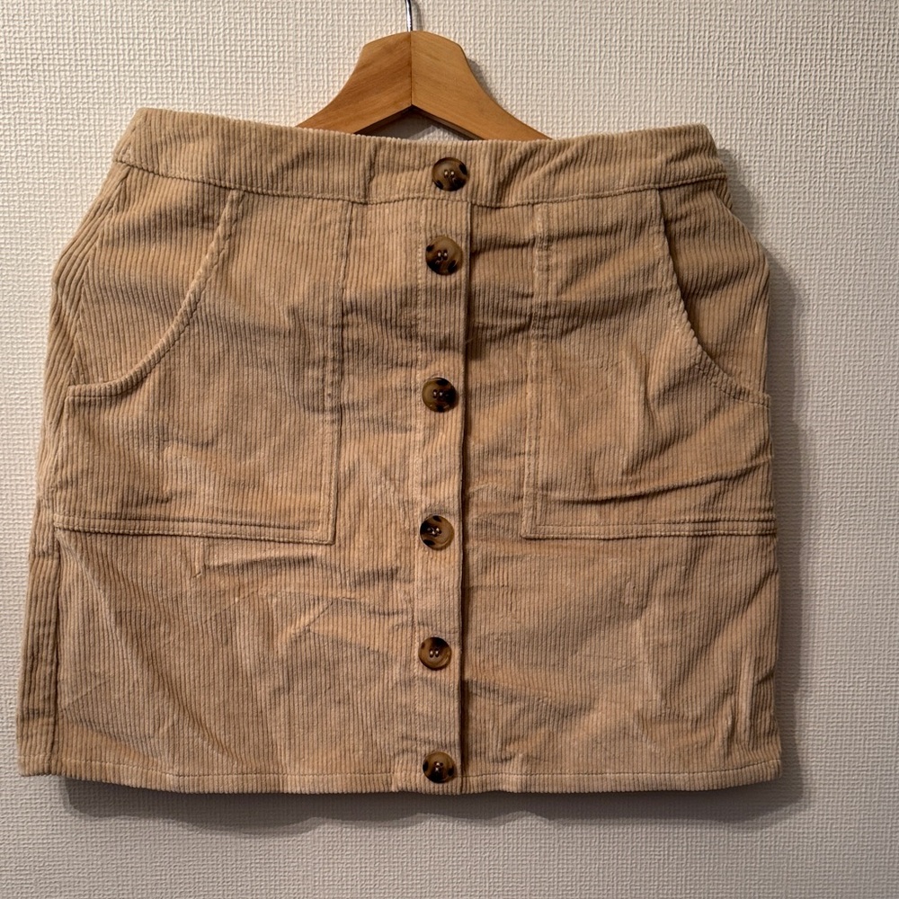 Stylish Corduroy Button-Down Mini Skirt